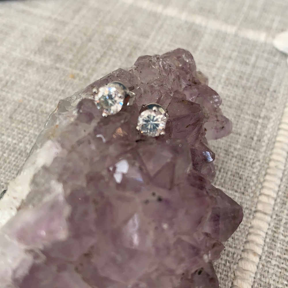 Sterling Silver Zirconia Stone Stud Earrings